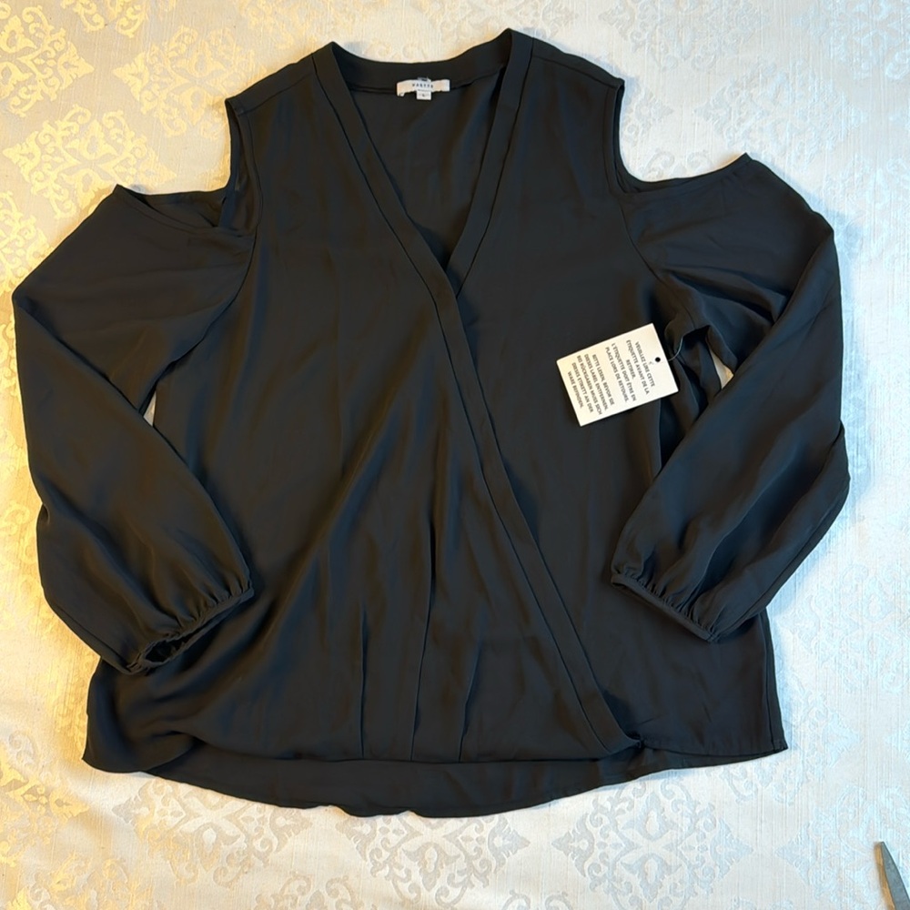 New Black Maette blouse, L, cut out shoulder